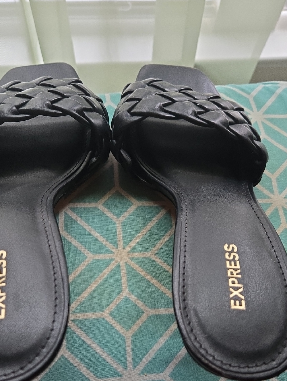 Express Black Braided Slide Mules